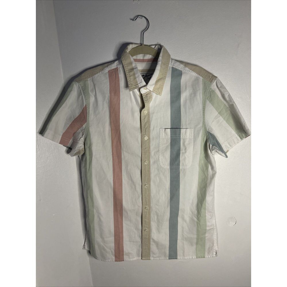 American Eagle Striped Button-up Short Sleeve Resort Shirt Summer Casual Men's M